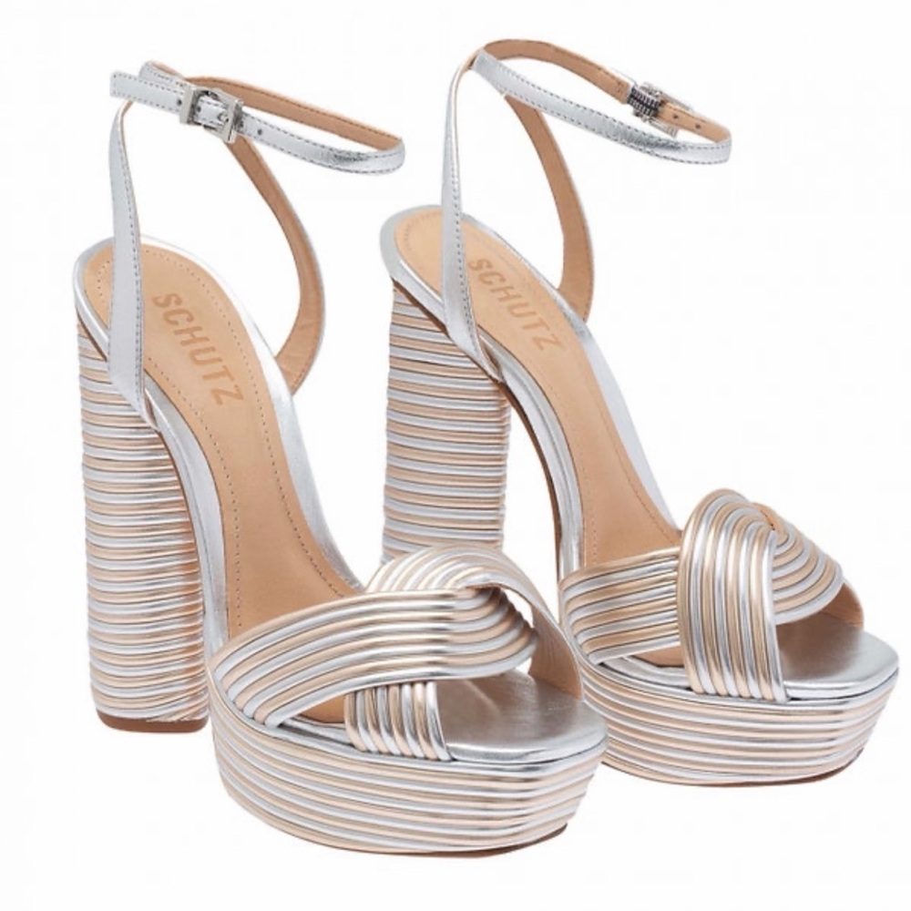 Schutz Women's Silver Platform Heels